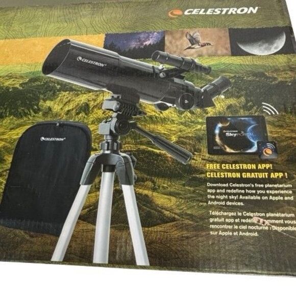 Celestron 80mm Travel Scope Portable Refractor Telescope w/Backpack & Software - Picture 9 of 16